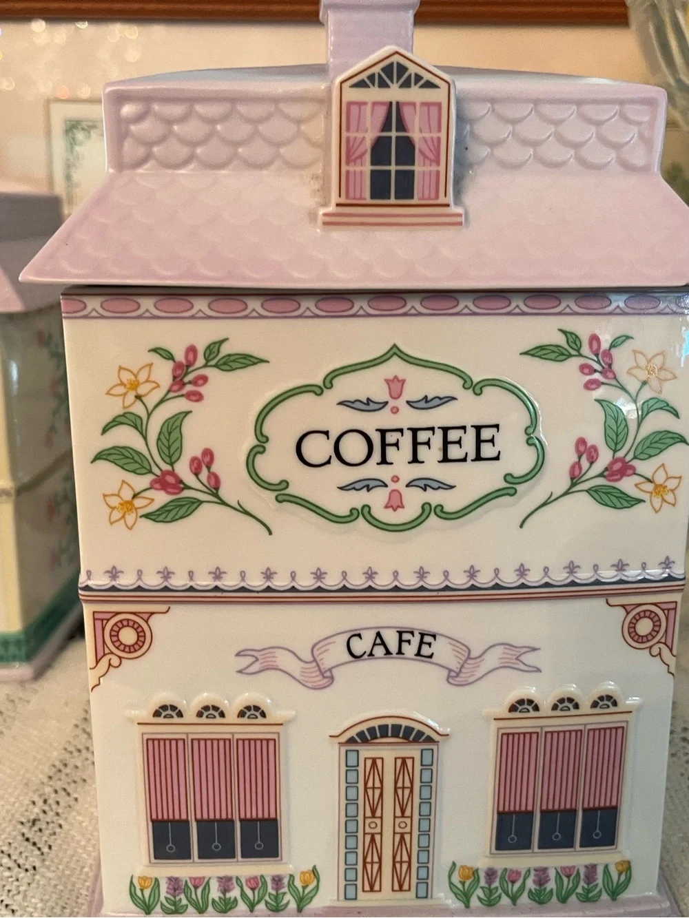 LENOX Village Coffee CAFE Decorative Porcelain Canister, Vintage 1990s